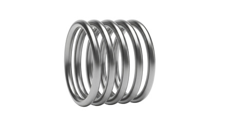 Metal spring coil isolated PNG, shiny silver helix for industrial design and mechanical engineering applications on transparent background
