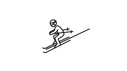 Obraz premium A skier in action, gliding down a snow-covered slope, an illustration