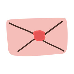 Christmas envelope with wax seal, a cute flat Scandinavian vector illustration for holiday mail, festive correspondence, seasonal invitations, and Merry Christmas designs