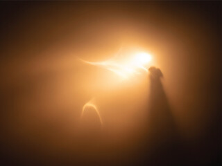 Warm brown glowing abstract design with cmyk colors and vector elements