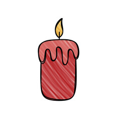 Illustration of a red candle in hatching