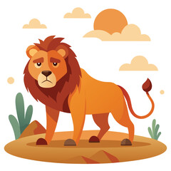 Cute lion cartoon illustration holding a blank sign vector art
