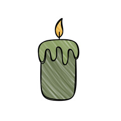 Illustration of a green candle in hatching