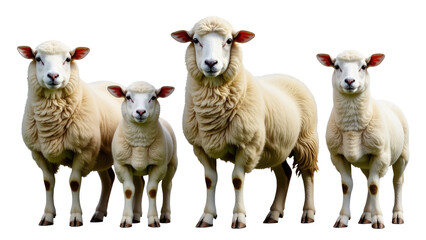 Obraz premium A close-up shot of a group of sheep standing next to each other, grazing in a field