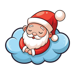 Santa Claus cartoon carrying a gift bag in a cheerful Christmas scene