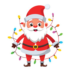 Cartoon Santa Claus carrying gifts with a bag vector illustration