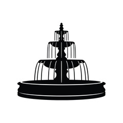 A vintage water fountain silhouette icon vector illustration