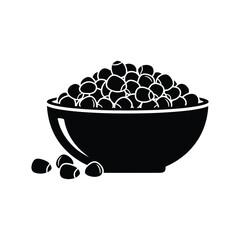 Corn seeds in bowl silhouette vector art illustration