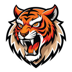 Tiger head mascot vector illustration of a wild feline face