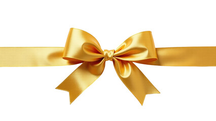 A golden ribbon with a bow, perfect for wrapping gifts or decorating special occasions