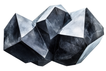 Abstract metallic geometric sculpture on a transparent background creating unique polygon shapes perfect for graphic designs and various artistic compositions