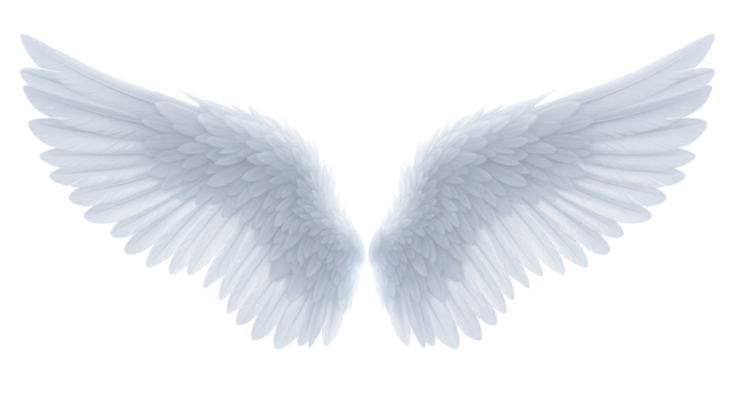 Elegant angel wings PNG isolated on transparent background, heavenly feathered wings for graphic design and spiritual concepts