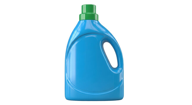 Blue laundry detergent bottle isolated PNG, liquid soap container for washing clothes on transparent background