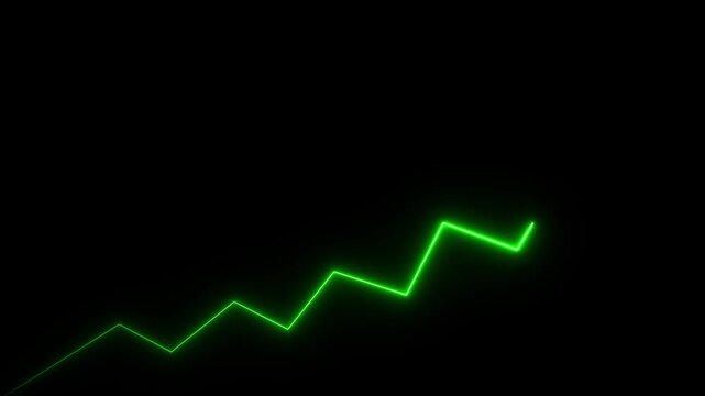 Market Recovery Concept. Successful growth trend blue line graph going Up.Abstract neon line arrow down business graph. business neon line animation
