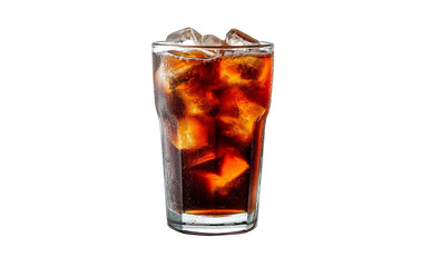 a glass of cola with ice, isolated on a white background. detailed, high-quality image in png format. 
