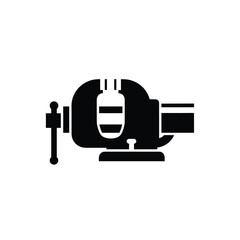 Black icon of a bench vise holding a bottle clamp tool