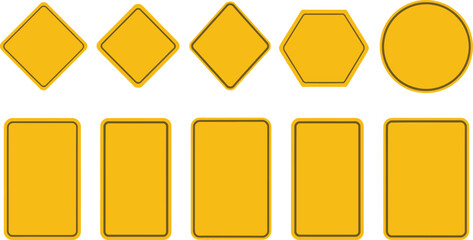 Geometric Shapes Road Sign Set Diamond, Hexagon, Circle, Rectangle, and More