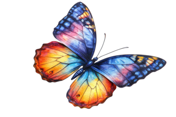 Colorful Butterfly With Detailed Wing Patterns Isolated On White For Decorative Design And Art Projects, Spring And Summer Concepts