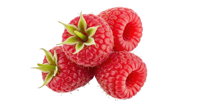 Fresh red raspberries isolated PNG, delicious and juicy summer fruit on transparent background for healthy eating and dessert concepts