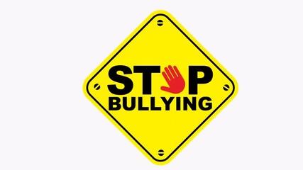 Yellow diamond stop bullying sign with a bold message advocating against bullying. Ideal for antibullying campaigns and educational materials.