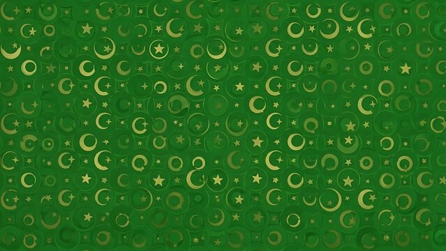 Elegant green and gold festive pattern with stars and moons for Ramadan celebrations or Islamic events background