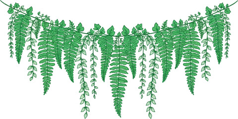 Elegant fern garland isolated on, a lush botanical decoration for weddings and celebrations © SampaRani