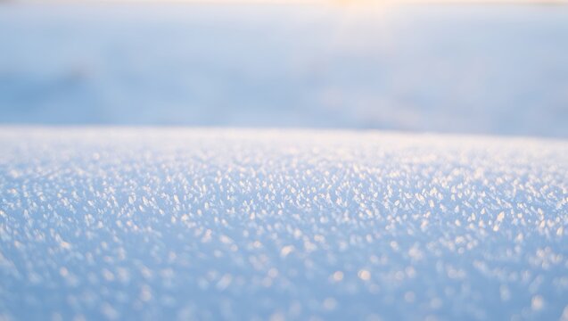 Close up of sparkling frost crystals on a cold winter morning