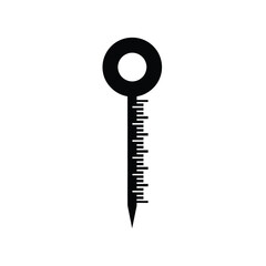 Black key with circular handle and ruler markings white