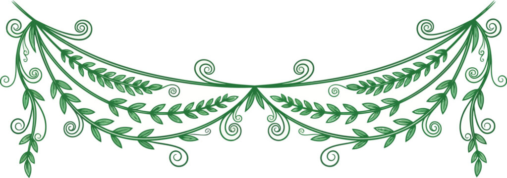Elegant green fern frond swag isolated on, perfect for adding a touch of nature to your designs
