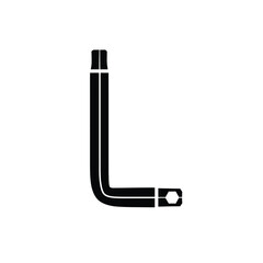 Black L shaped hex wrench tool on white background