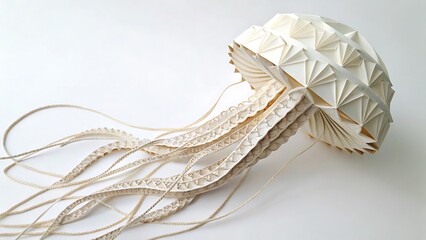 Origami jellyfish with intricate paper folding.  