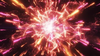 Abstract pink and gold burst of light energy explosions against dark background - Powered by Adobe
