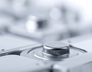 Close-up of a shiny silver object, possibly metal, with a circular shape and a smooth, polished surface