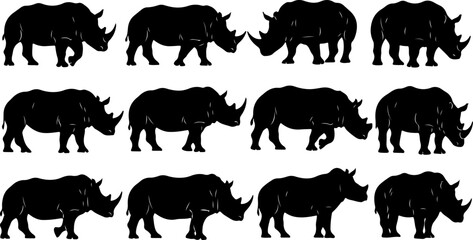 Obraz premium Rhino Silhouette Bundle