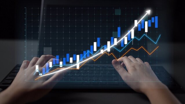 Hands engaging with digital graphs on a laptop showcase modern technology in finance and business, illustrating growth, analysis, and successful strategies. Copula - Powered by Adobe
