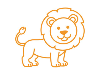 Fototapeta premium A cute cartoon illustration of a lion with a large mane and a friendly expression.