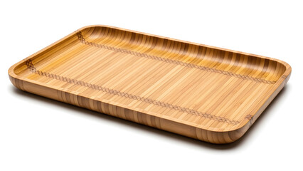 Rectangular bamboo serving tray with raised edges