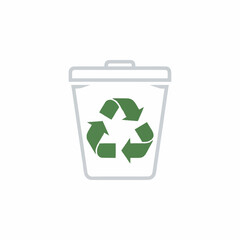 Recycling bin with green recycling symbol illustration.
