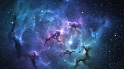 Cosmic nebula scene abstract celestial clouds and stars in deep space