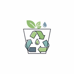 Eco-Friendly Recycling Symbol with Water Drop and Leaves.