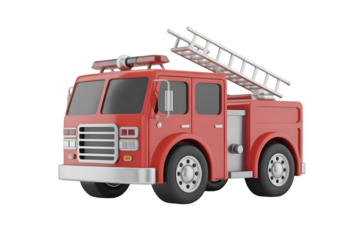Classic Fire Engine Illustration on White Background.