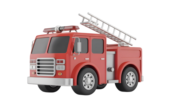 Classic Fire Engine Illustration on White Background.