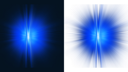 Set of two blue starburst-explosion effects on dark and transparent backgrounds, suitable for overlay.