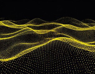 Dotted yellow hills against a black backdrop, creating a textured, abstract landscape