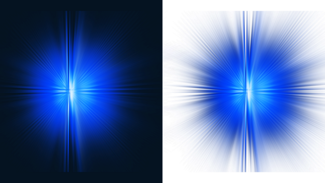 Set of two blue starburst-explosion effects on dark and transparent backgrounds, suitable for overlay.