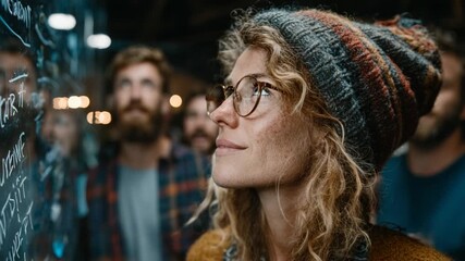 Engaged group observing a presentation indoors