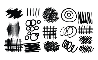 Hand drawn abstract scribbles and sketch elements collection