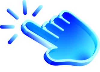 A vibrant blue hand icon with a radial burst of light emanating from it