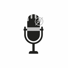 Microphone icon design with modern style for audio recording and voiceover projects. Microphone symbolizes sound production and communication technology for audio artists and educators.