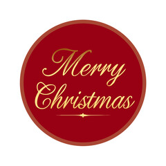 Elegant gold Merry Christmas text on red round background